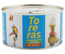 Banderillas picantes en aceite de oliva y anchoa natural KIMBO TORERAS lata de 330 g.