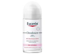 Desodorante roll on sin alcohol, ni aluminio para pieles sensibles EUCERIN 50 ml.
