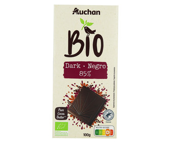 Chocolate negro, 85 % cacao ecológico 100 g.