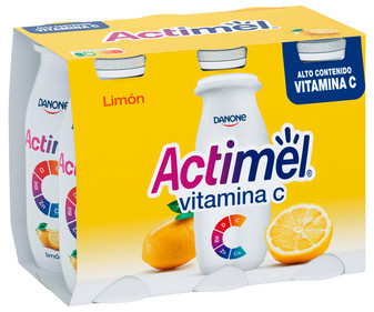 Leche fermentada con Lcasei y sabor limón ACTIMEL 6 x 93.8 ml. Leche fermentada con Lcasei y sabor limón ACTIMEL 6 x 93.8 ml.