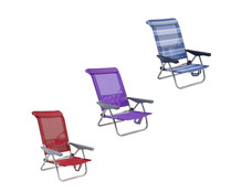 Silla de aluminio y textileno plegable, medidas: 77x60x83cm, EREDU.