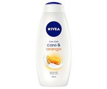 Gel para baño o ducha con leche de bambú y aroma a naranja NIVEA Care & orange 750 ml.
