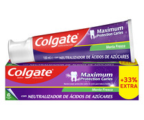 Pasta de dientes con flúor, sabor a menta fresca COLGATE Maximun protection caries 75 ml.
