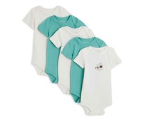 Lote de 5 bodies de algodón para bebé IN EXTENSO, talla 86.