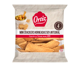 Mini crackers horneados, 50 % integrales ORTIZ 70 g. Mini crackers horneados, 50 % integrales ORTIZ 70 g.