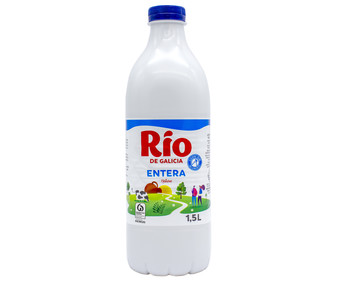 Leche entera de vaca, de origen gallego RÍO 1.5 l. Leche entera de vaca, de origen gallego RÍO 1.5 l.