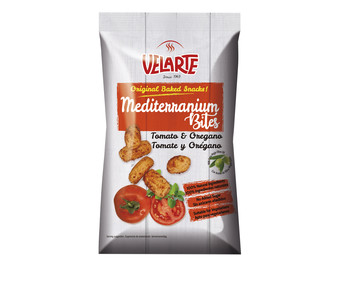 Bocaditos de pan crujiente con sabor a tomate y orégano 80 g.