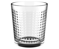 Vaso bajo de vidrio de 0,36 litros con diseño en relieve Square Urban QUID.