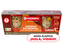 Arroz integral con verduras, vasito para microondas NOMEN 2 uds x 140 g.
