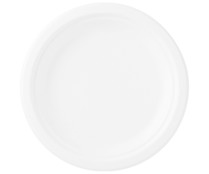 Set de 20 platos redondos fabricados a partir de caña de azúcar, color blanco, 18cm, VAJILLA DESECHABLE.