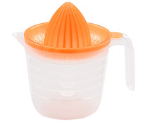 Exprimidor jara de plástico con tapa naranja, 0,6 litros, METALTEX.