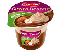 Postre lácteo sin gluten, de chocolate, avellanas y nata con avellanas EHRMANN Grand dessert double nut 190 g.