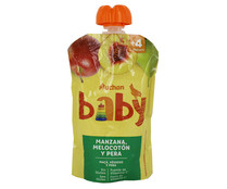 Bolsita de fruta (manzana, melocotón y pera), a partir de 4 meses ALCAMPO BABY 120 g.