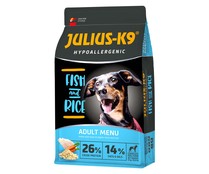 Pienso hipoalergénico para perros adultos de pescado y arroz, JULIUS-K9 saco 3 kg.