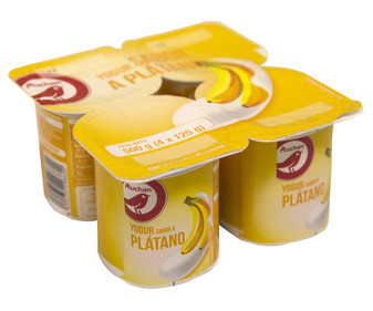 Yogur sabor a plátano PRODUCTO ALCAMPO 4 x 125 g. Yogur sabor a plátano PRODUCTO ALCAMPO 4 x 125 g.