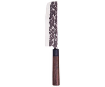 Cuchillo de cocina semi-profesional Usuba con hoja decorada de 18cm y mango de madera, Osaka 3 CLAVELES.