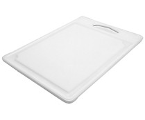 Tabla de cortar de plástico color blanco con ranura, 35x25x0,6cm ACTUEL.
