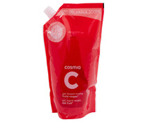 Recambio de jabón de manos con textura crema y aroma a frutos rojos COSMIA 500 ml.