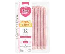 Pechuga de pavo sin lactosa, cortada en finas lonchas EL POZO Bienstar corte fresco 120 g.