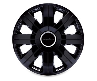 Juego de 4 tapacubos modelo Flexo 10 para ruedas de 35,56cm (14"), de color negro y diseño robusto y plano con aspecto de llanta de aleación GOODYEAR 1 unidad. Juego de 4 tapacubos modelo Flexo 10 para ruedas de 35,56cm (14"), de color negro y diseño robusto y plano con aspecto de llanta de aleación GOODYEAR 1 unidad.