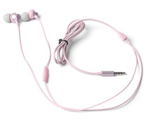 Auriculares tipo botón QILIVE Q1335 con cable, micrófono, color rosa.