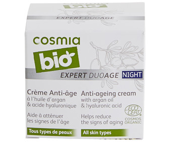 Crema de noche con acción antiedad, para todo tipo de pieles COSMIA Bio 50 ml.