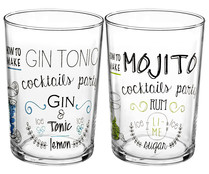 Surtido de vasos de cocktail decorados, 0,5 litros, CRITALERÍA.