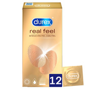 Preservativos lubricados para una sensación de contacto piel con piel DUREX Real feel 12 uds