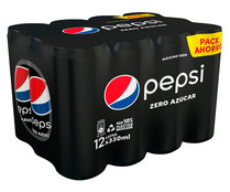 Refresco de cola sin azúcar PEPSI MAX pack 12 uds. x 33 cl.