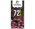 Chocolate negro extrafino 72% cacao y frutas del bosque, con stevia CLAVILEÑO 100 g.