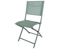 Silla plegable de jardín de acero y textileno, color verde, GARDEN STAR ALCAMPO.