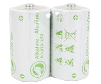 Pack de 2 pilas alcalinas D, LR20, 1,5V, PRODUCTO ECONÓMICO ALCAMPO.