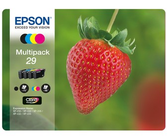Pack de 4 cartuchos de tinta EPSON 29, negro, magenta, cian y amarillo.