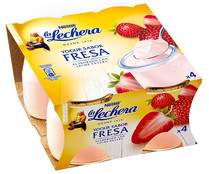 Yogur de leche entera con sabor a fresa LA LECHERA 4 x 125 g.