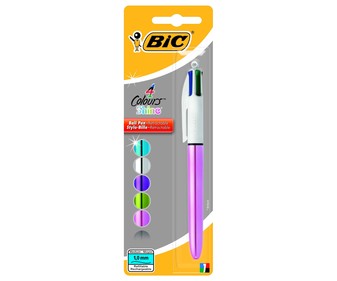 Bolígrafo retráctil roller, punta media, grosor 1mm, colores brillantes BIC 4 colours shine. Bolígrafo retráctil roller, punta media, grosor 1mm, colores brillantes BIC 4 colours shine.