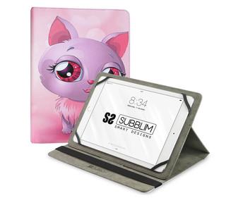 Funda universal para tablet 10.1" SUBBLIM Trendy Case Cat, función soporte, cierre con banda elástica. Funda universal para tablet 10.1" SUBBLIM Trendy Case Cat, función soporte, cierre con banda elástica.