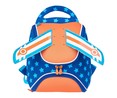 Mochila preescolar diseño de super héroe, color azul y naranja, PRODUCTO ALCAMPO, 24x25x13cm.