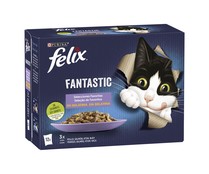 Comida para gatos húmeda tiernos trocitos en gelatina FELIX FANTASTIC 12 uds. x 85 g.