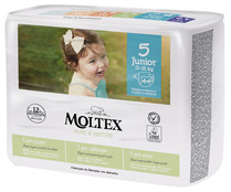 Pañales ecológicos talla 5 para bebés de 13 a 18 kilogramos MOLTEX Pure & nature 44 uds.