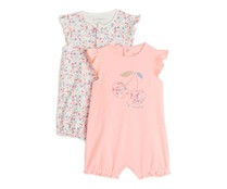 Lote de 2 pijamas pelele de algodón para bebé INEXTENSO, talla 74.