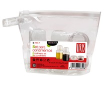Set de condimentos y especias, incluye bolsa hermética y 4 recipientes IRIS.