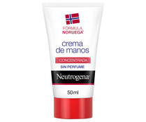 Crema de manos concentrada sin perfume, para alivio inmediato de pieles secas NEUTRÓGENA 50 ml.
