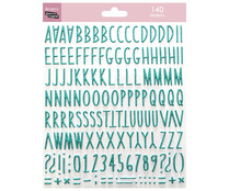 Pegatinas con formas de las letras del alfabeto, números y signos de escritura y matemáticos, SCRAPBOOKING.