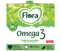 Preparado lacteo desnatado, con Omega 3 de origen vegetal FLORA Omega 3 6 x 1 l.