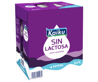 Leche entera de vaca, sin lactosa KAIKU 6 x 1l. Leche entera de vaca, sin lactosa KAIKU 6 x 1l.