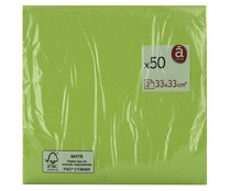 Servilletas de papel desechables verdes 2 capas 33 x33 cm. ACTUEL 50 uds Servilletas de papel desechables verdes 2 capas 33 x33 cm. ACTUEL 50 uds