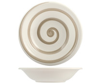 Plato hondo de loza con diseño rayas en espiral, color marrón, 22cm, Venus HOME.