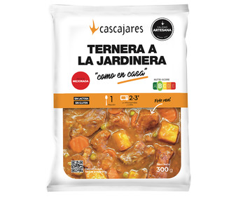 Guiso de ternera a la jardinera, elaborado sin gluten ni lactosa, listo para calentar y comer CASCAJARES 300 g. Guiso de ternera a la jardinera, elaborado sin gluten ni lactosa, listo para calentar y comer CASCAJARES 300 g.