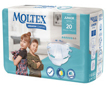 Pañales de noche unisex talla 6, para niñ@s de más de 20 kilogramos MOLTEX Junior premium comfort 20 uds 