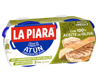 Paté de atún en aceite de oliva LA PIARA Sólo Natural 2 ud x 75 g. Paté de atún en aceite de oliva LA PIARA Sólo Natural 2 ud x 75 g.
